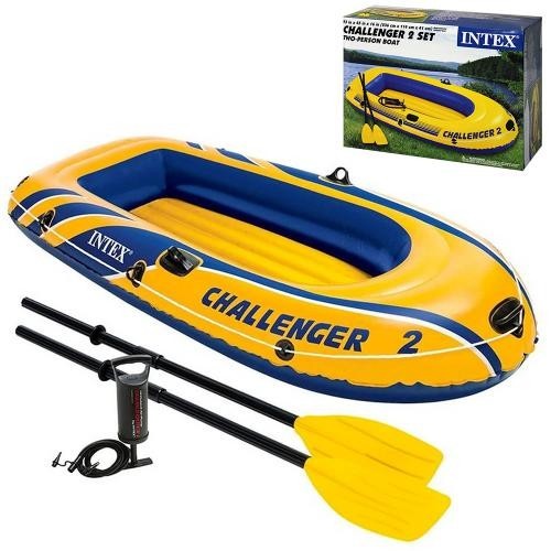 

Двухместная надувная лодка Bestway CHALLENGER 2 SET 68367 с веслами, ножным насосом