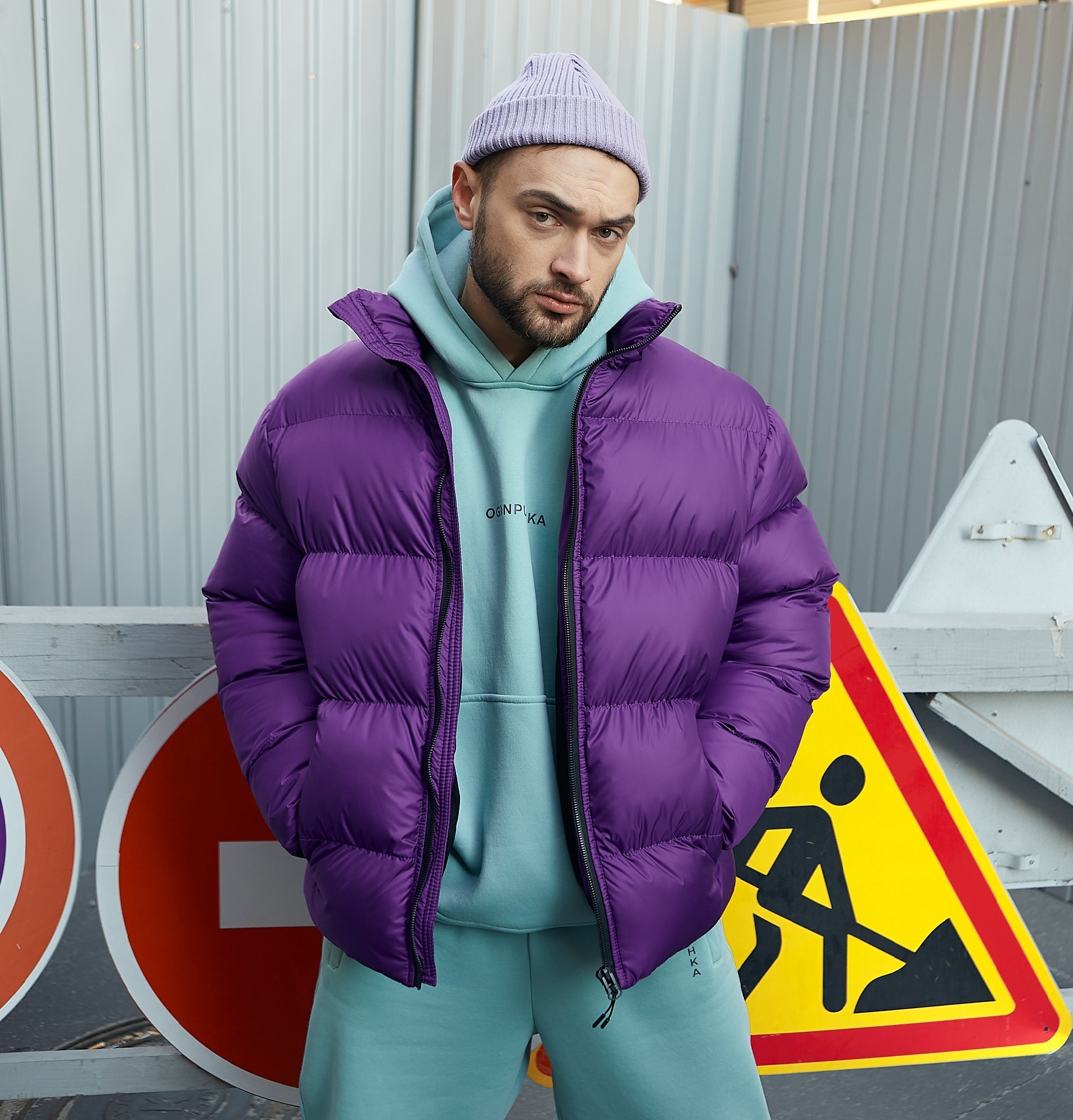 

Зимняя мужская куртка Пушка Огонь Homie фиолетовая L