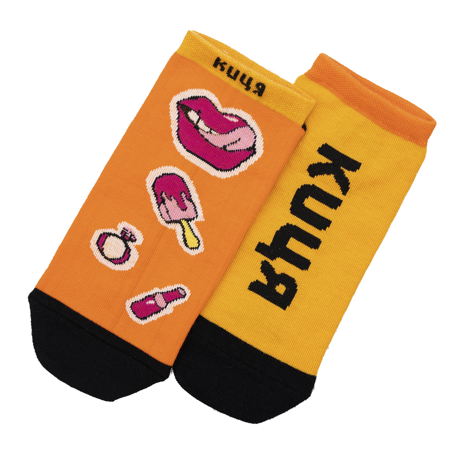 

Носки женские Premier Socks 54738 36-39 Оранжевый с принтом "КИЦЯ"