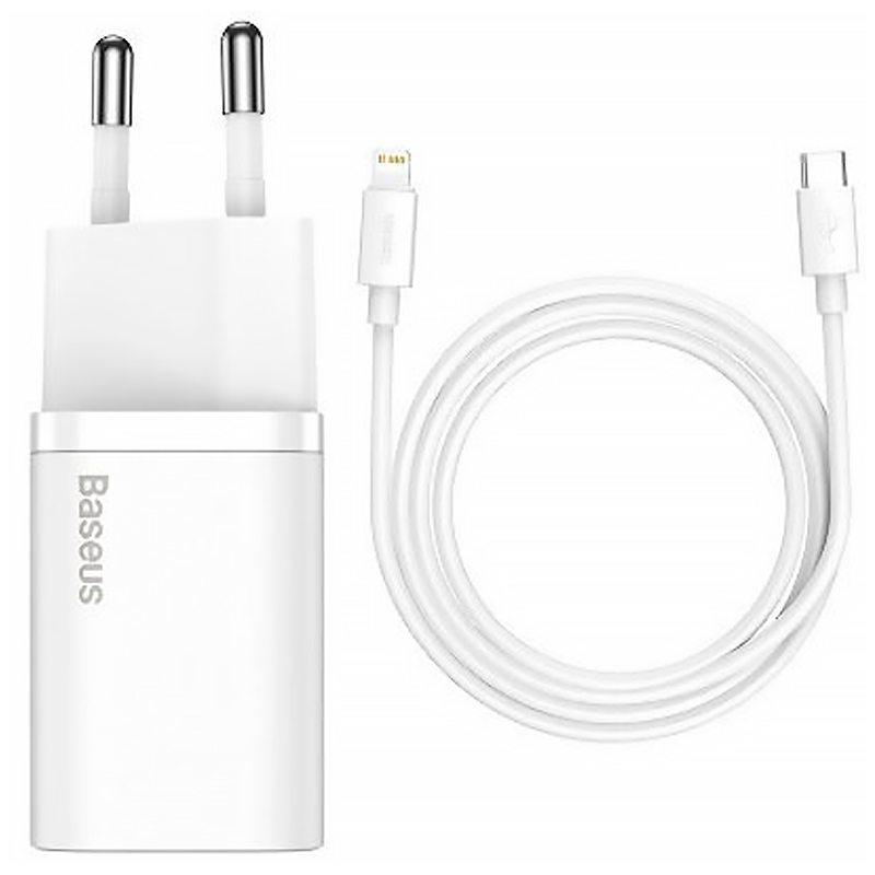 

Зарядное устройство 1Type-C Baseus Super Si 20W + Cable Type-C to Lightning (TZCCSUP-B02) White