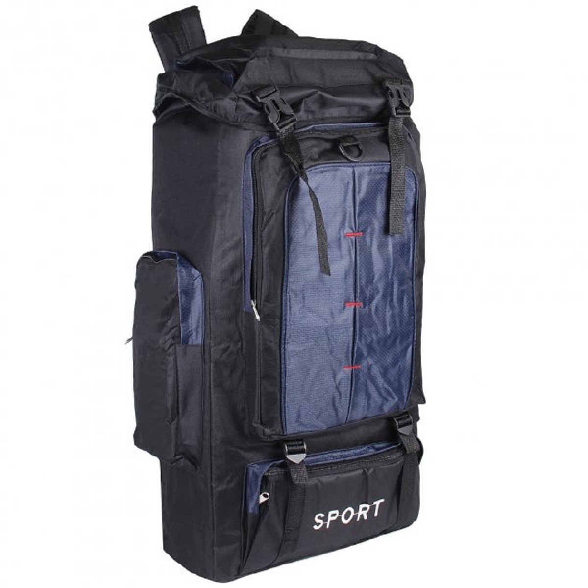 

Рюкзак походный Sports fashion 60х38х20 черно-темно-синий (крвсные нити)