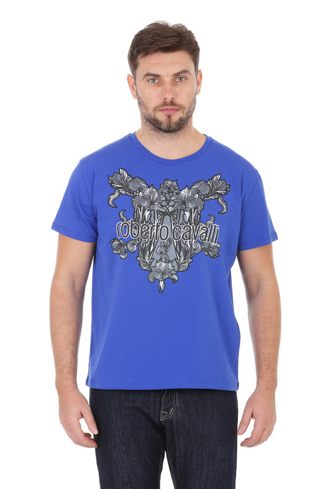 

Футболка Roberto Cavalli - синяя 02082, Футболка Roberto Cavalli 48-50 синяя 02082