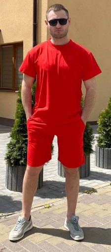 

Мужской спортивный комплект футболка и шорты KML VB 0002 XL (50) Красный (VB-0002/2 D )
