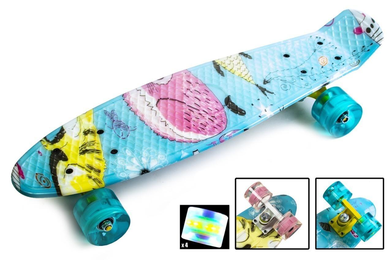 

Пенни борд (скейтборд) Penny Board Cool Cat свет.колеса (PG011a)