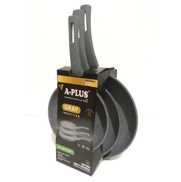 

Набор сковородок A-Plus FP-1741 3 в 1 20, 24, 28 см Gray