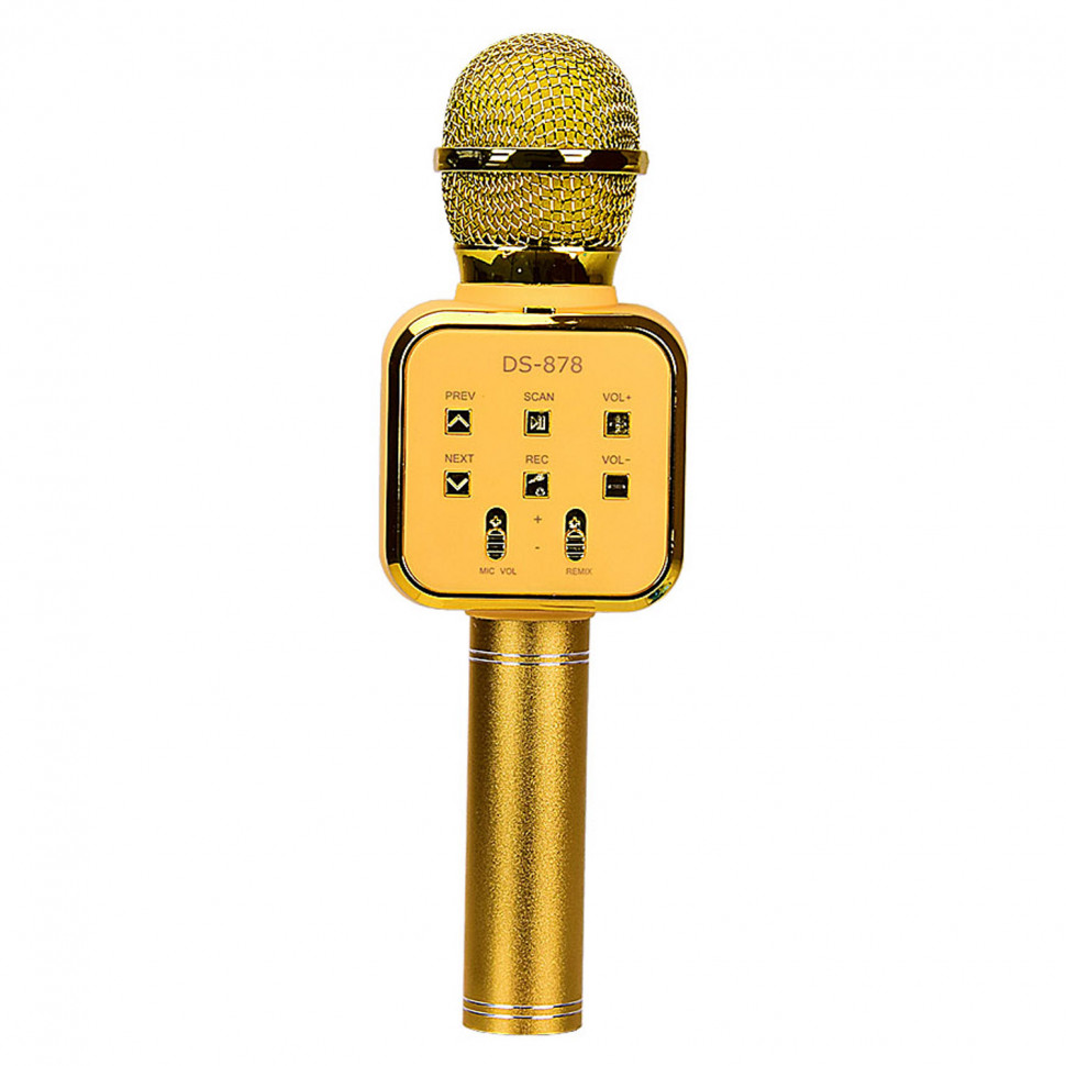 

Микрофон караоке DS-878 с колонкой золотой