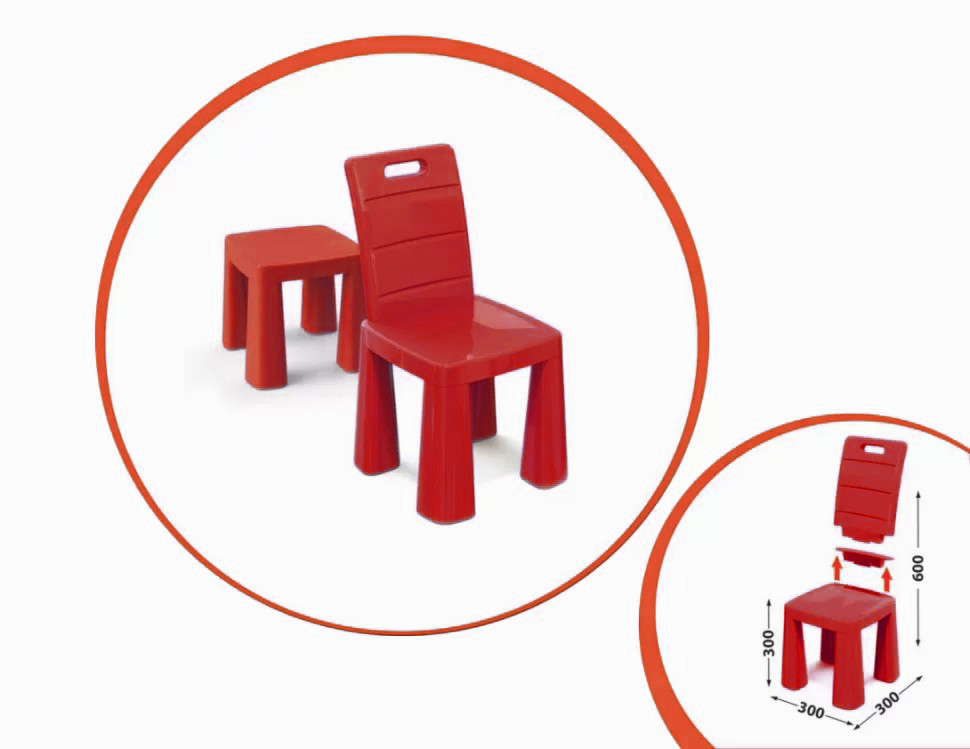 

Детский красный стул-табурет Doloni Toys 04690/1/2/3/4/5 высота табуретки 30 см