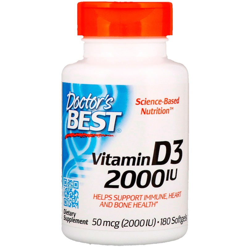 

Пищевая добавка Doctor's Best Витамин D3 2000 МЕ 180 капсул DRB00210