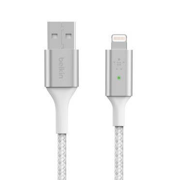 

Кабель Belkin USB-A - Lightning, BRAIDED, smart LED, 1.2m, white
