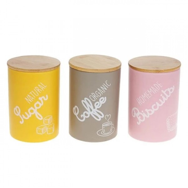 

Набор керамических банок Flora Organic с бамбуковыми крышками 3 шт. 0,65 л. 32355