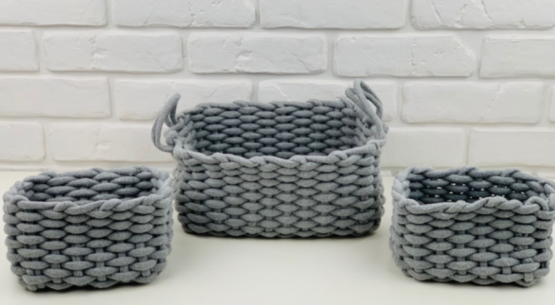 

Корзина плетённая Decsty "Knot" серая 3шт