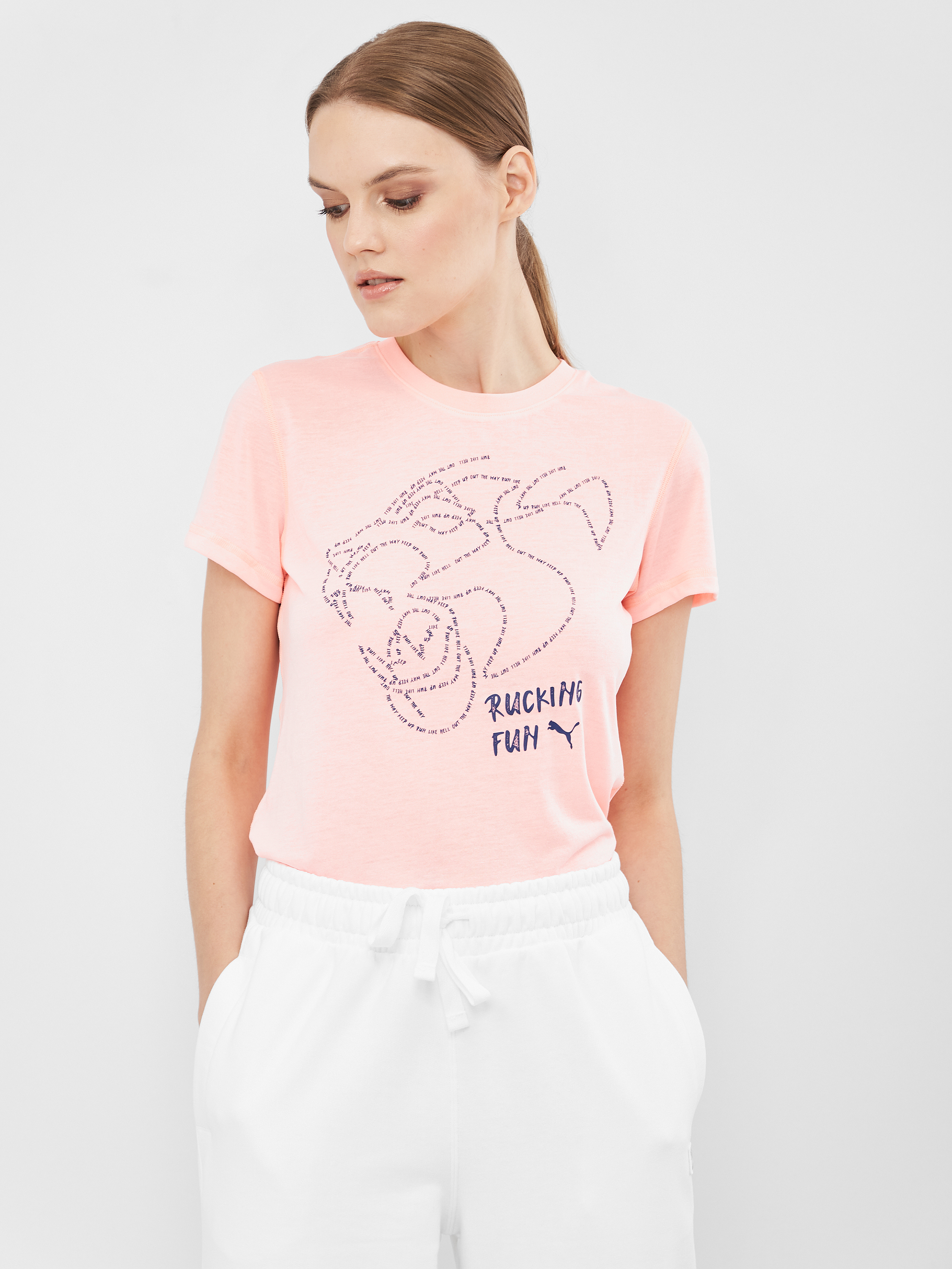 

Футболка Puma Running Graphic SS TEE W 52041525 S Elektro Peach