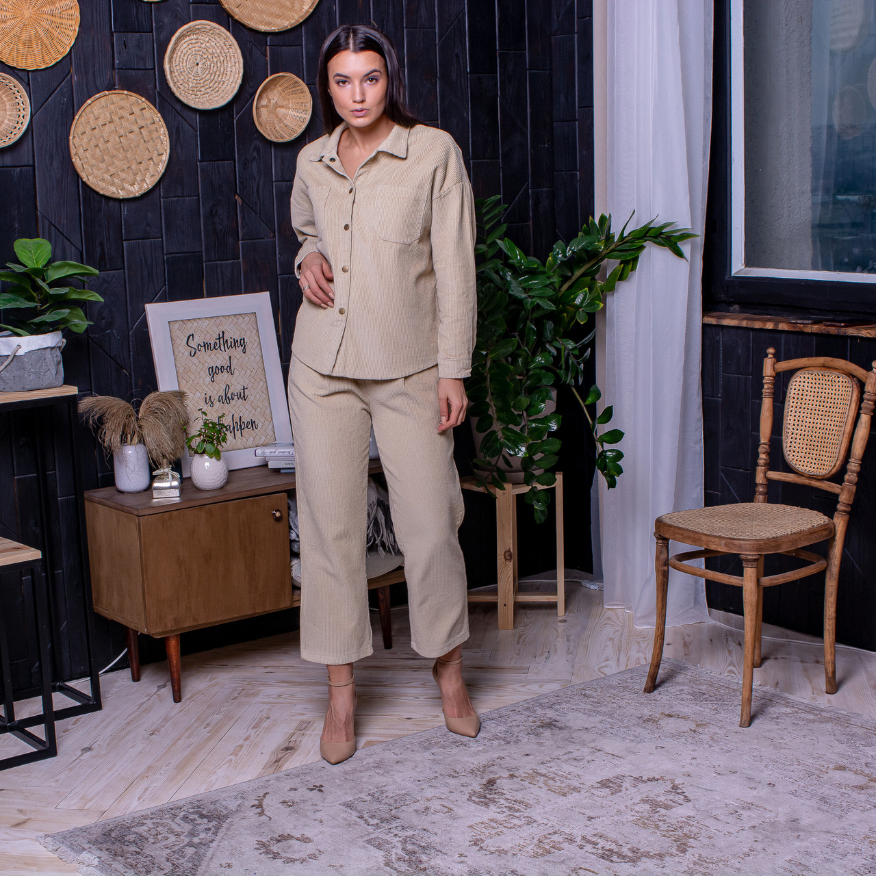

Костюм вельветовый Fashion One size Бежевый (3204)
