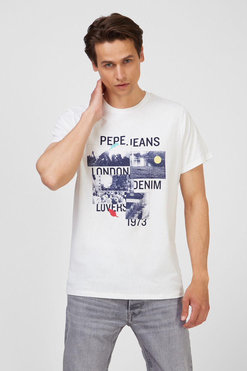 

Мужская белая футболка MILES Pepe Jeans  PM507776, Мужская белая футболка MILES Pepe Jeans S PM507776