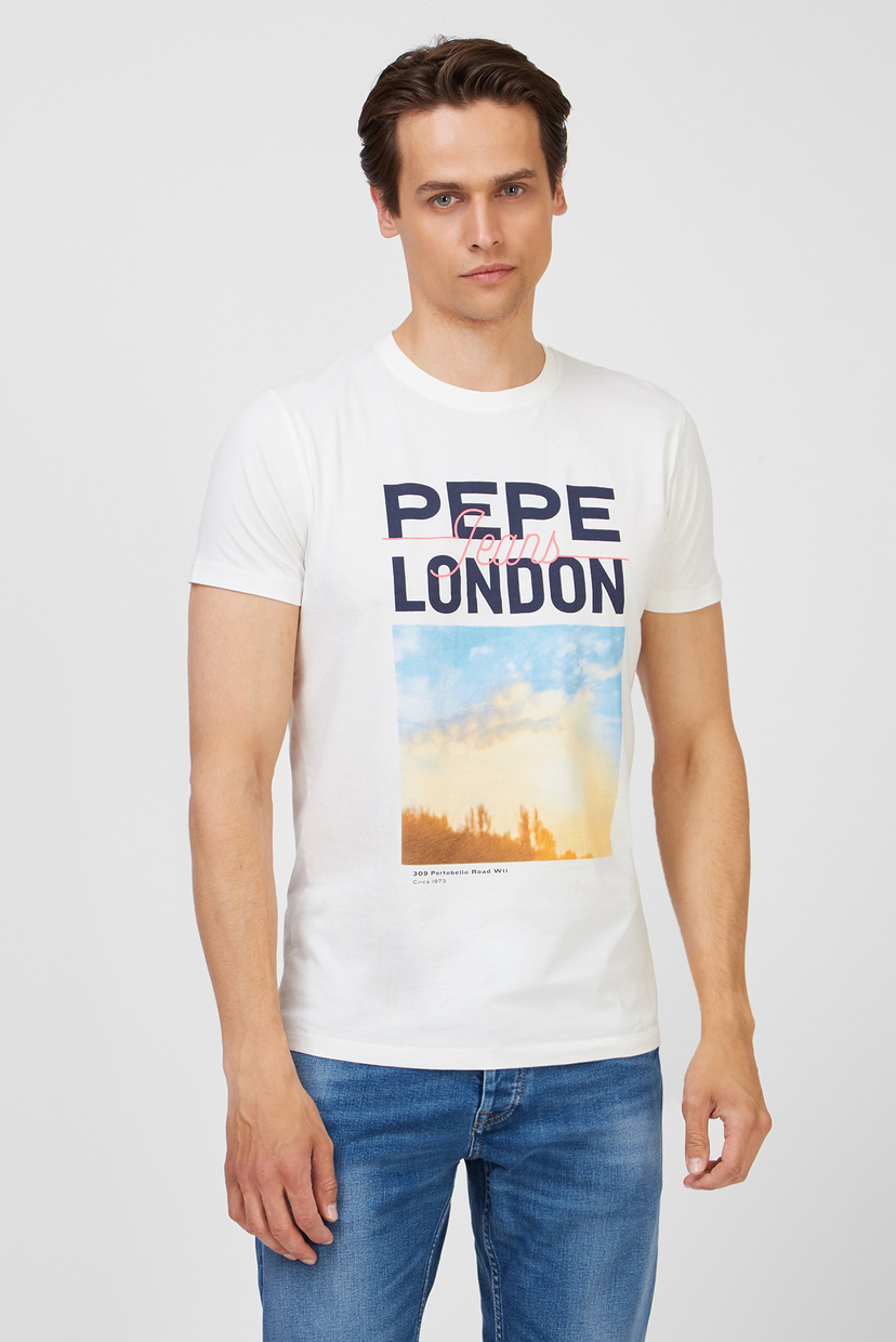 

Мужская белая футболка MANU Pepe Jeans  PM507766, Мужская белая футболка MANU Pepe Jeans S PM507766