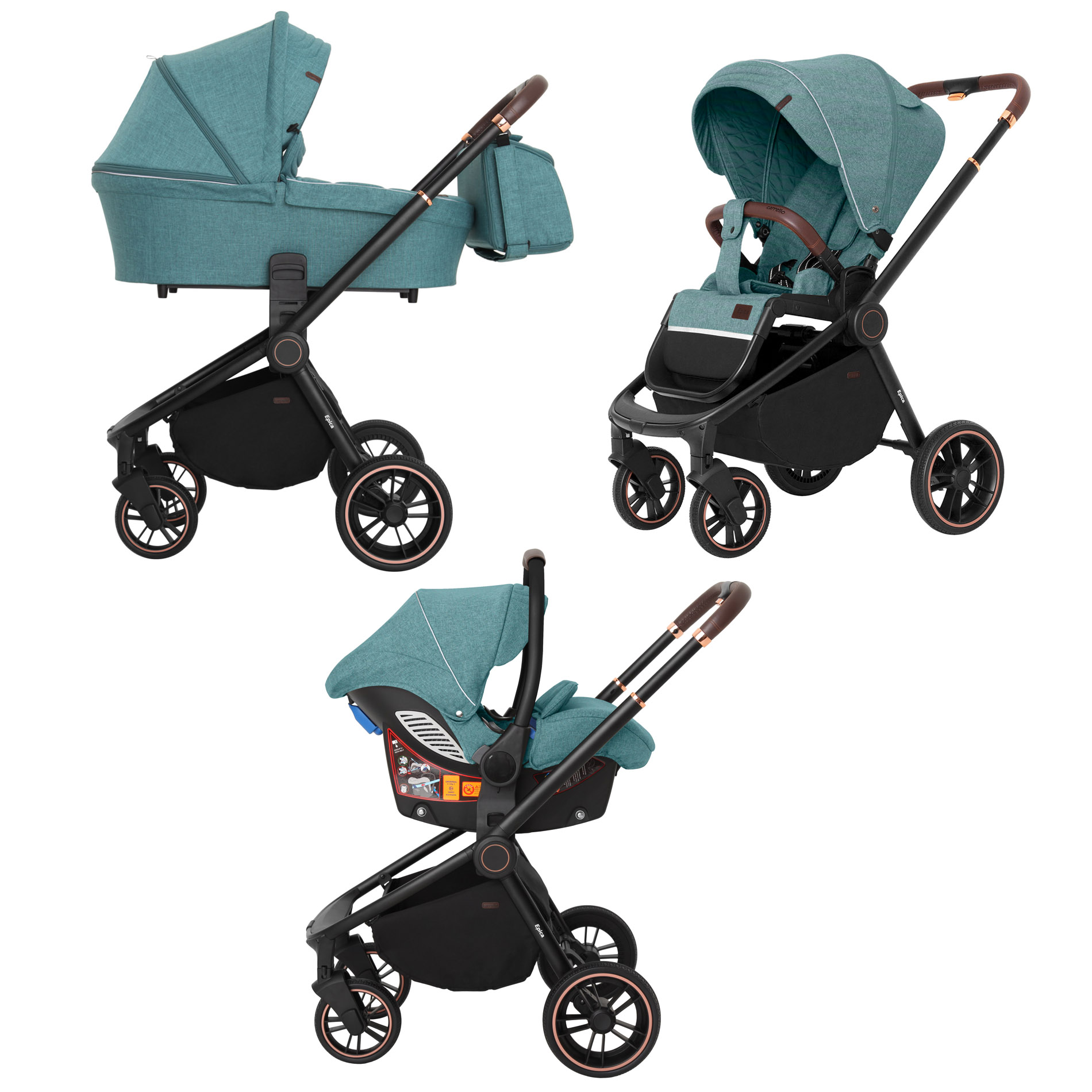 

Коляска универсальная CARRELLO Epica CRL-8511/1 (3in1) Tea Green +дождевик /1/