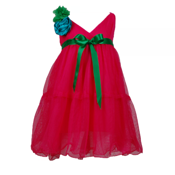 

Платье с бантом на плече 4 года (104 см) O 50051-pink малиновый цвет