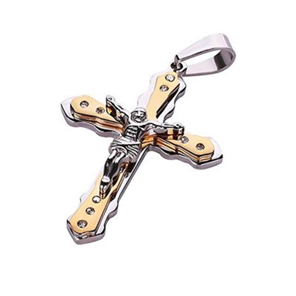 

Подвеска Крест с распятием и камнями 5.9*4.2 см Золото/Серебро Fashion Jewelry