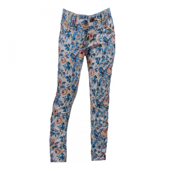 

Зауженные джинсы с карманами 4 года (104 см) O 60085-blue flowers голубой цвет
