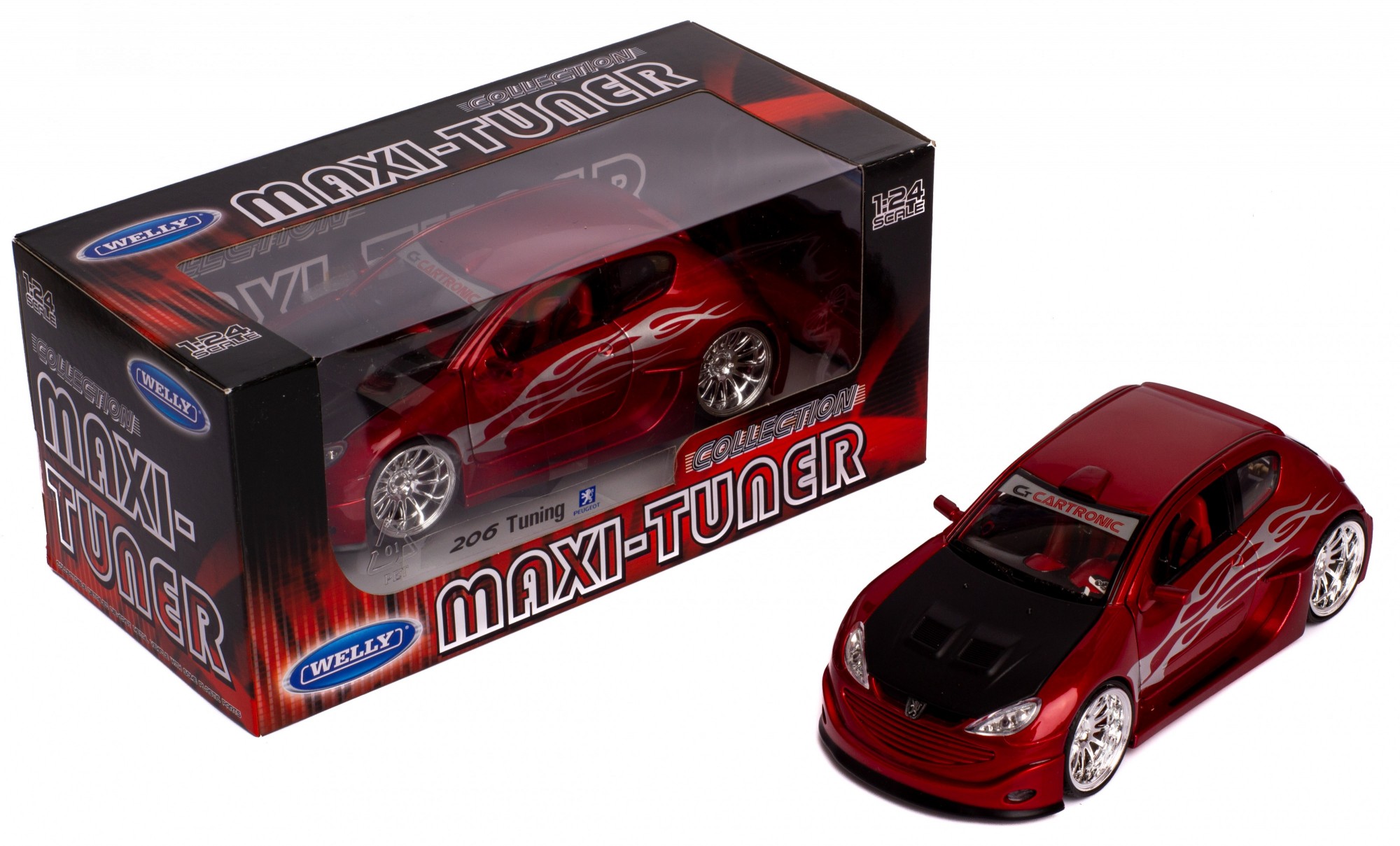 

Модель машины 1:24 PEUGEOT 206 TUNING 2 цвета Welly 22486W малиновый