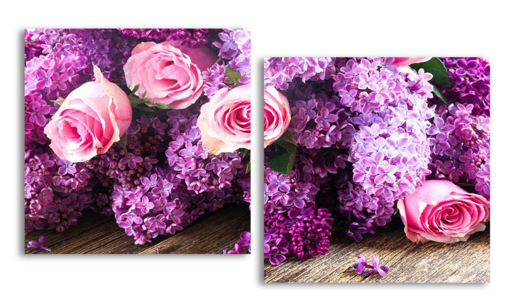 

Модульная картина LaPrint Розы и сирень 200х109 см