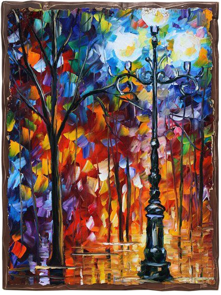 

Картина под старину на дереве Леонид Афремов "Синий фонарь", 30*40 см