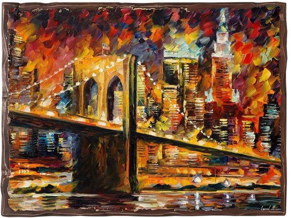 

Картина под старину на дереве Леонид Афремов "Бруклинский мост Афремова", 30*40 см