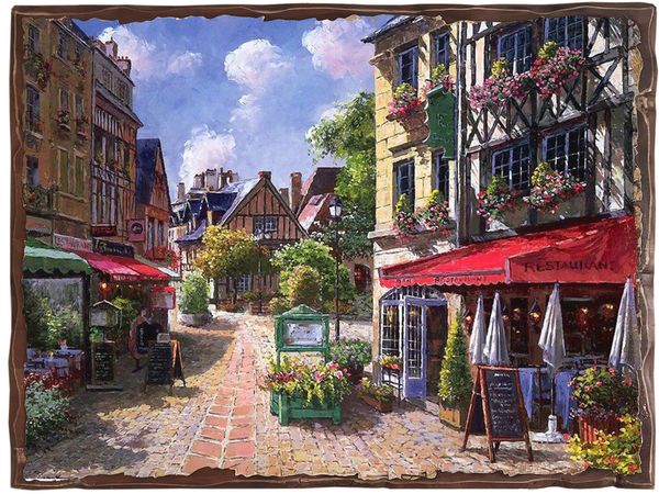 

Картина под старину на дереве Сун Сэм Парк "Тихая улочка", 30*40 см