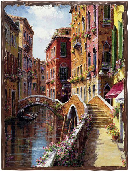 

Картина под старину на дереве Сун Сэм Парк "Мост в Венеции", 30*40 см