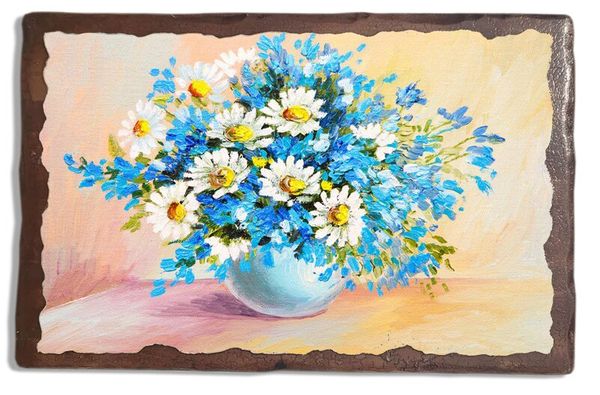 

Картина под старину на дереве "Букет с ромашками", 30*40 см