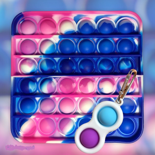 

Набор Антистресс сенсорная игрушка Pop It Квадрат и брелок Simple Dimple 2