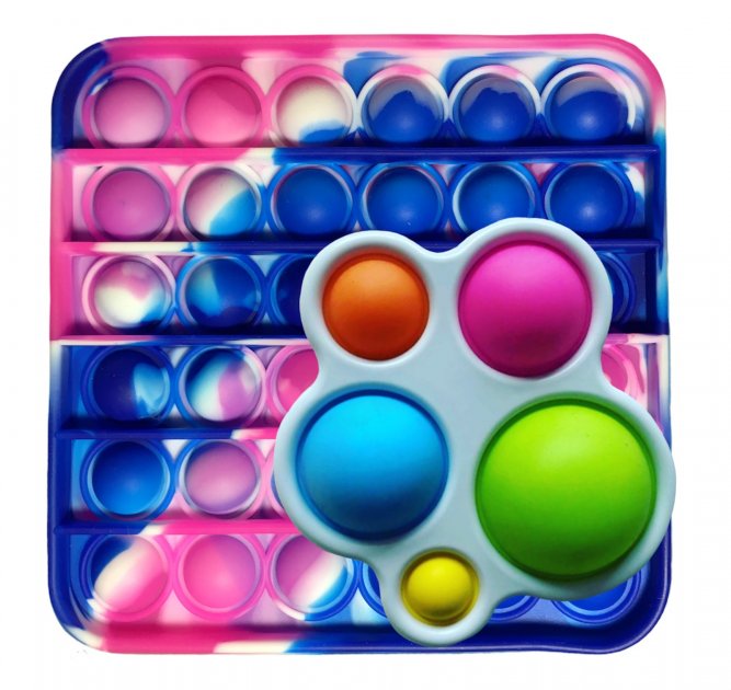 

Набор Антистресс сенсорная игрушка Pop It Квадрат и брелок Simple Dimple