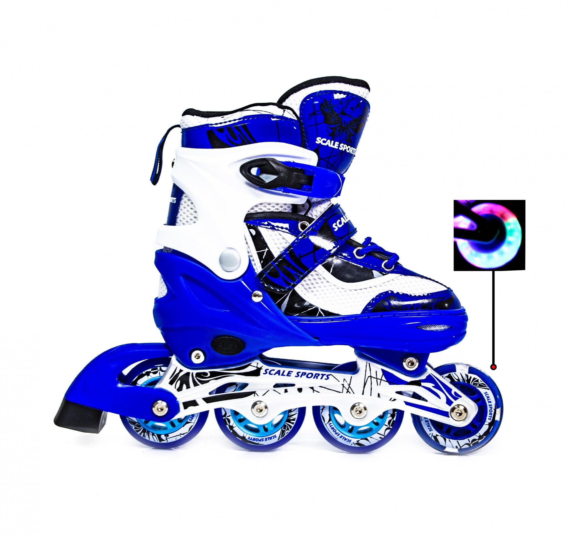 Sport scale. Ролики раздвижные 38-41 281 l (6pcs). Роликовые коньки Спортс детские. Роликовые коньки синие. Красивые ролики голубые.