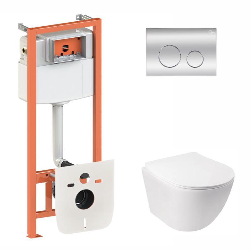 

Набор Qtap инсталляция 3 в 1 Nest с панелью смыва унитаз с сиденьем Jay (QT07335176W0133M425M11112CRM)