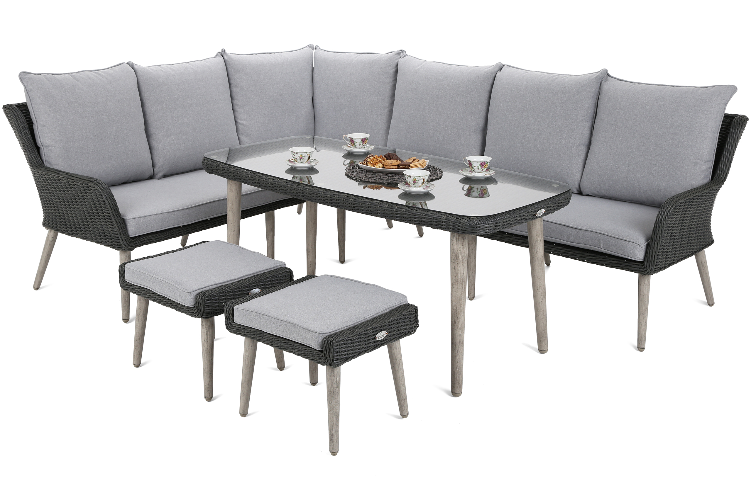 

Уголок садовый из техноротанга Almeria Grey / Grey