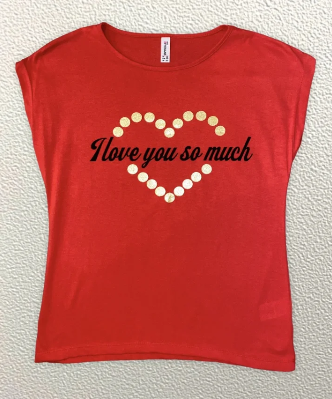 

Жіноча Футболка HAZARD Серце I love you so much червона 211449 (S (44))