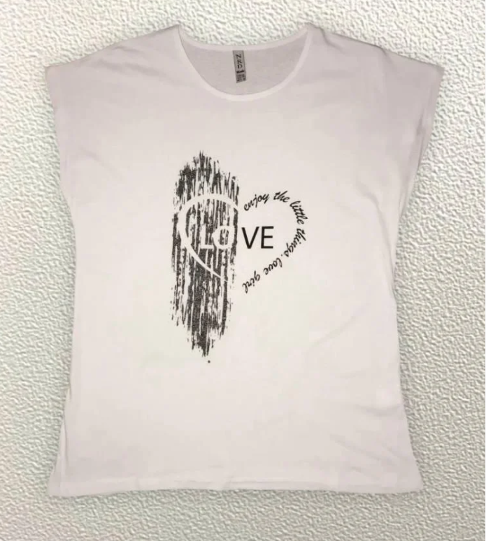 

Жіноча Футболка HAZARD Серце Love enjoy біла Батал 211363 (3XL (54))