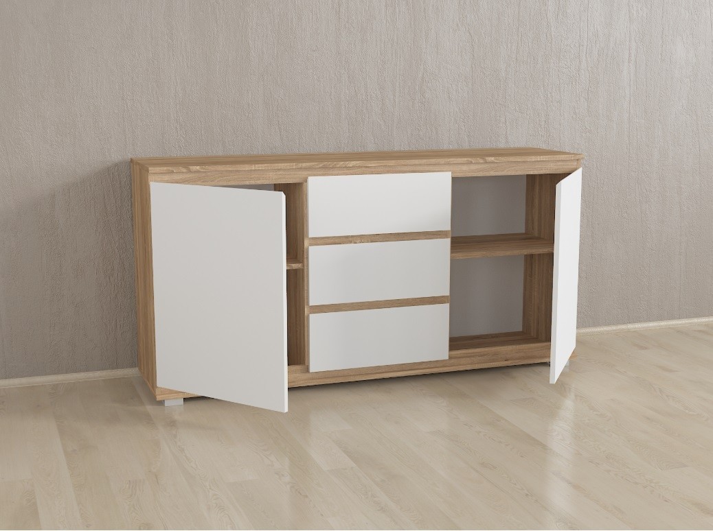 

Комод Forte Mikkel Ш 1502 / В 759 / Г 390 Дуб сонома-Белый