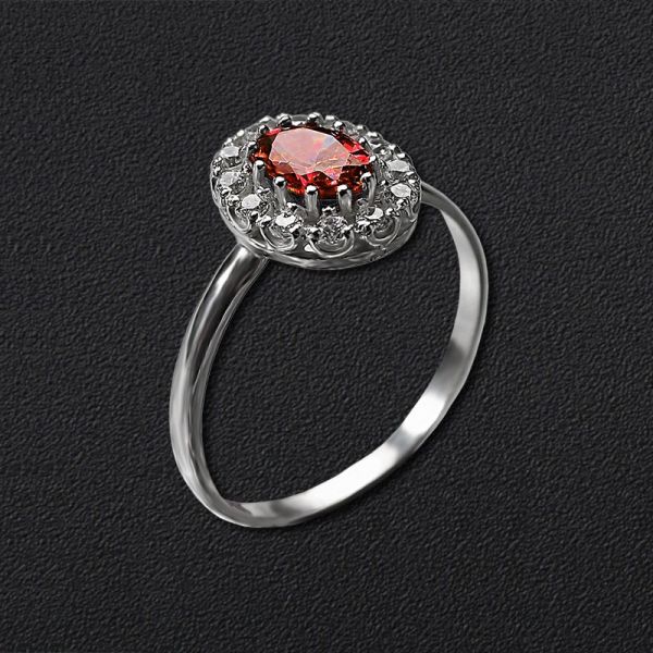 

Серебряное кольцо с гранатовым фианитом 1044-gar 18мм