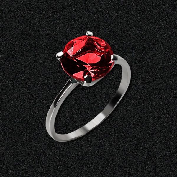 

Серебряное кольцо с малиновым кристаллом 1101-red 18,5мм