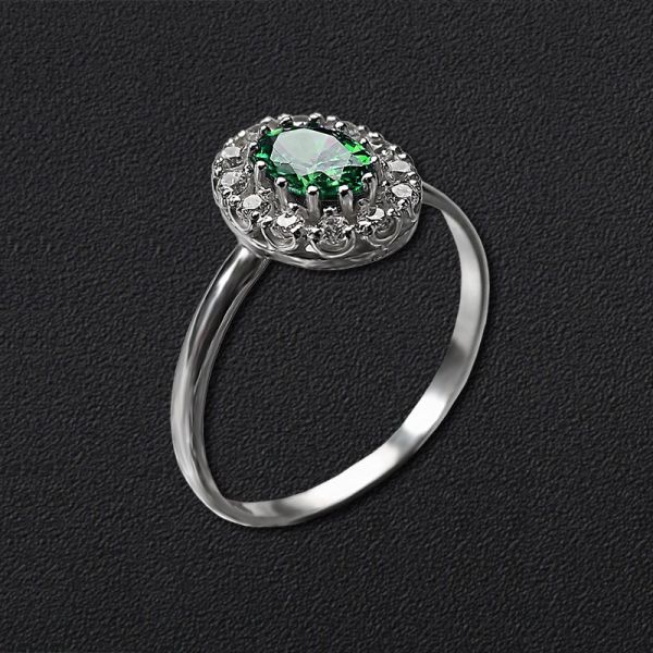 

Серебряное кольцо с зеленым кристаллом 1044-gre 16мм