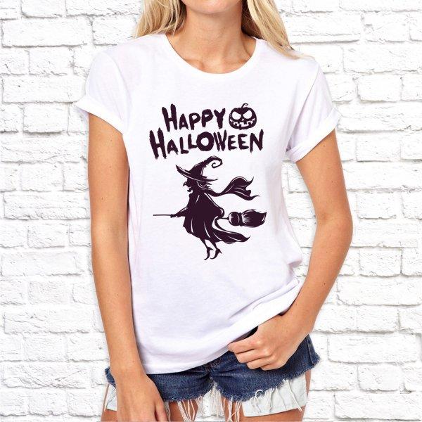 

Женская футболка Push IT с принтом Ведьма "Happy halloween" , Белый, Женская футболка Push IT с принтом Ведьма "Happy halloween" XS, Белый