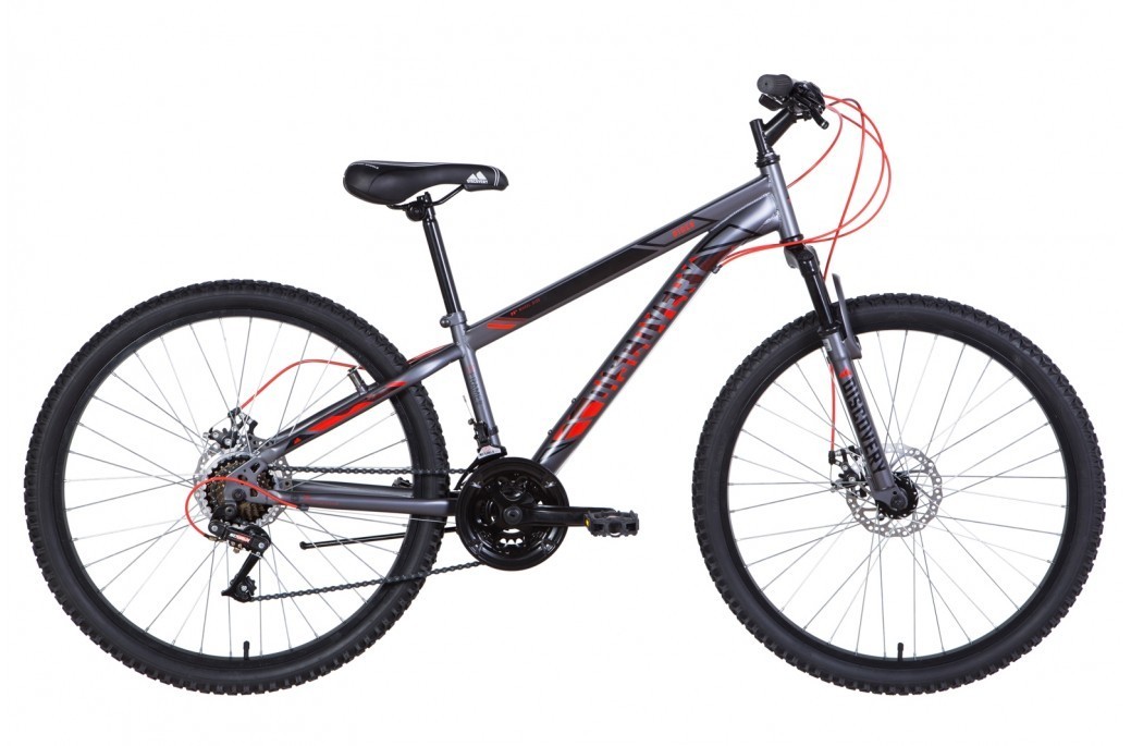 

Велосипед Горный ST 26 Discovery RIDER AM DD 13 графитово-черный с красным 2021