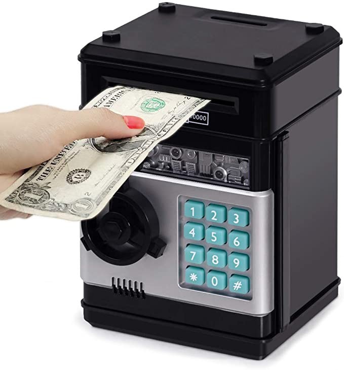 

Сейф копилка NUMBER BANK с кодовым замком и купюроприемником Black
