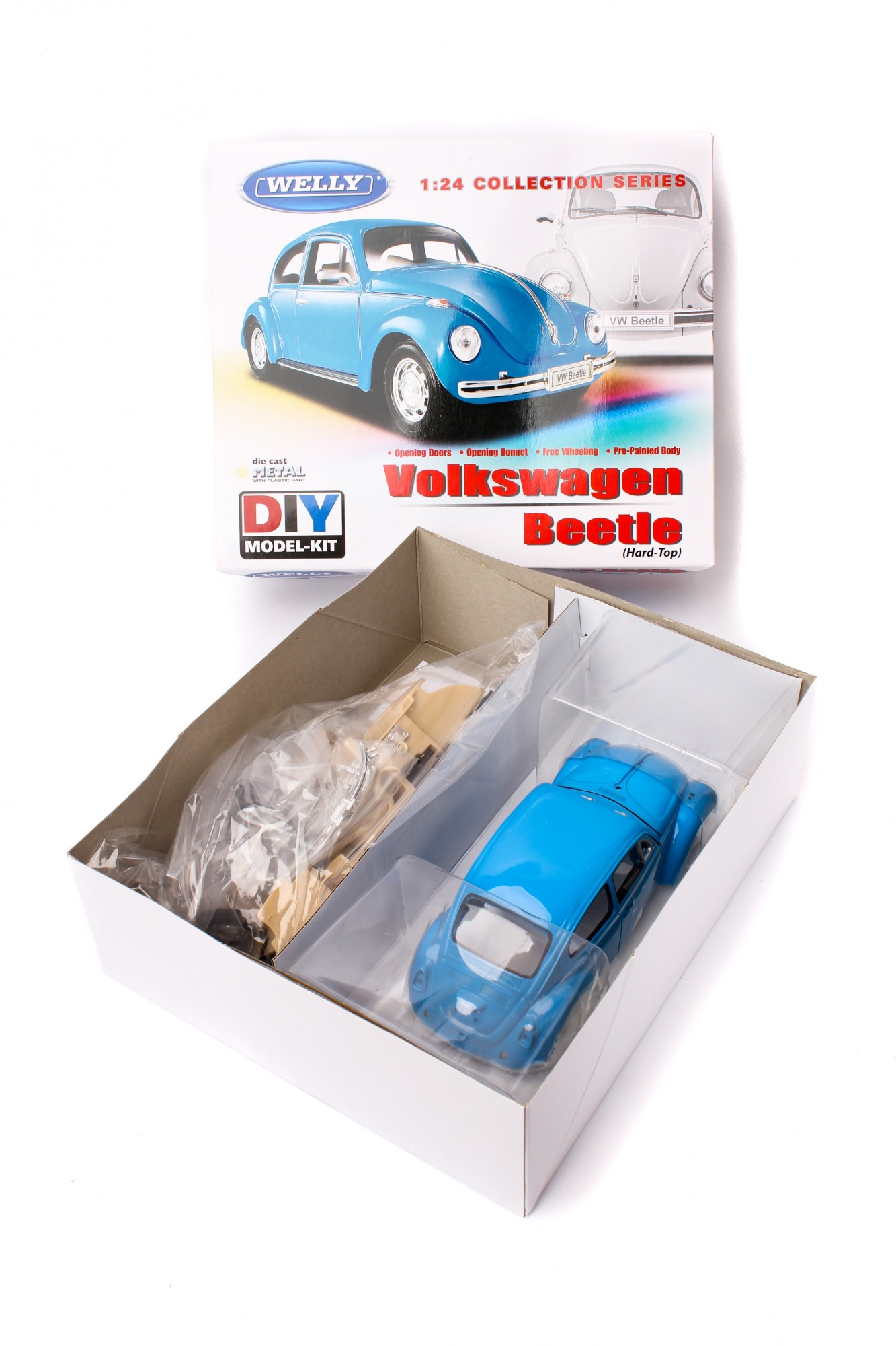 

Модель машины сборная 1:24 VW BEETLE Welly 22436KB голубой