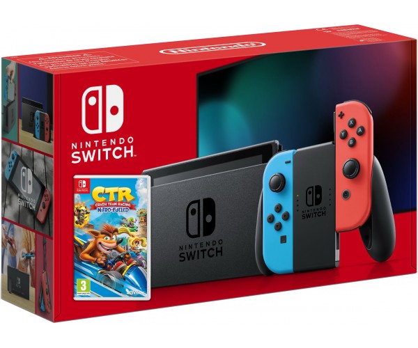 

Nintendo Switch Neon Blue-Red (Upgraded version) + Игра Crash Team Racing Nitro-Fueled