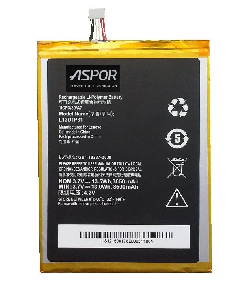 

Акrумулятор Aspor L12T1P33/L12D1P31 для Lenovo IdeaTab 3650 мАг