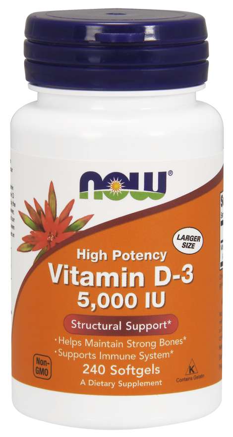 

Витамины NOW Vitamin D-3 5000 IU Softgels 240 капсул (4384301943)