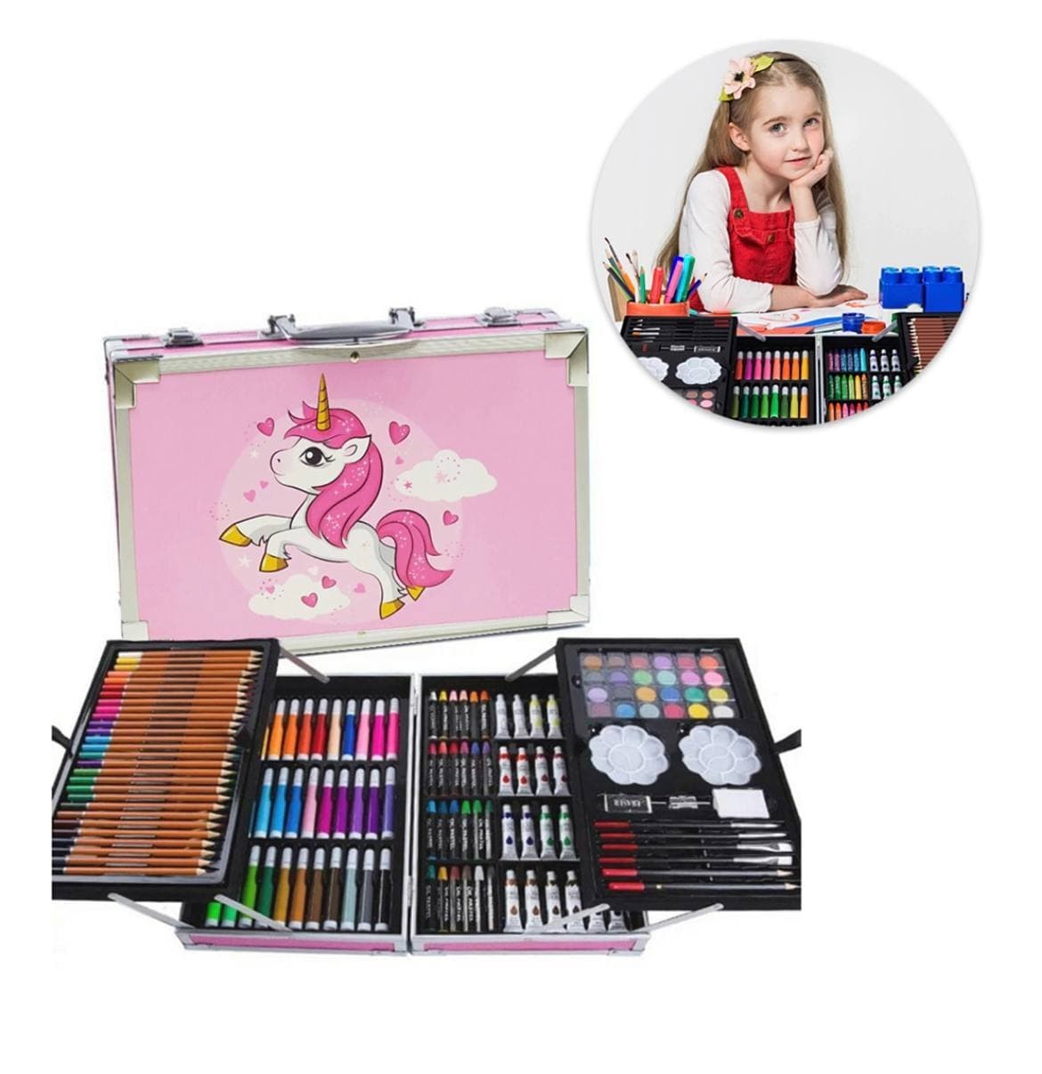 

Набор для рисования и творчества Kids Art Set 145 элементов, в алюминиевом чемодане Розовый
