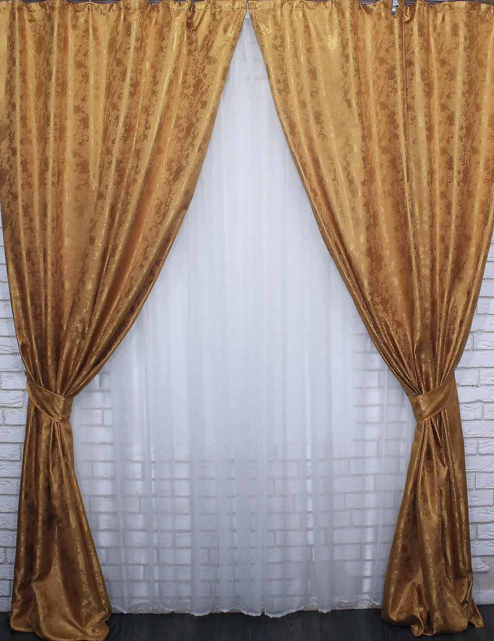 

Комплект штор VR-Textil Мрамор Al1, жаккард, золотистый, 2 шт 1,5 × 2,7 м (2253)